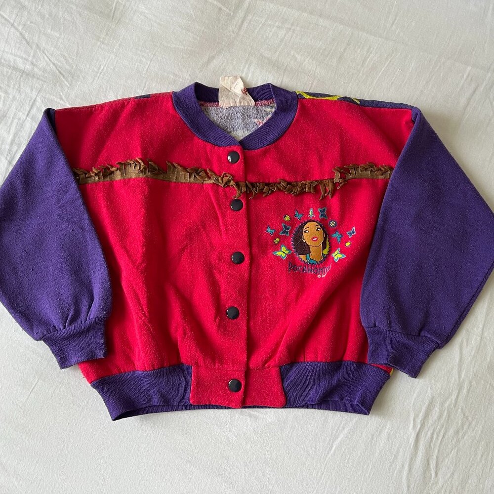 90s Vintage Disney Pocahontas Girls Button Up Sweater